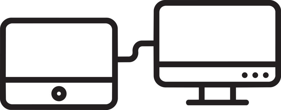 Connected desktop computers local network web icon representing electronic technology software concept and virtual industry vector illustration