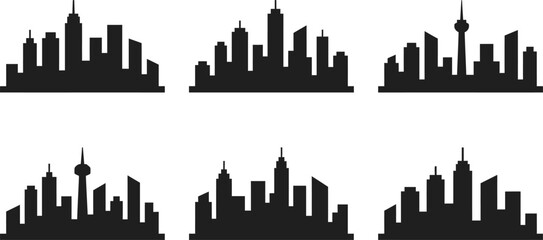 Obraz premium City skyline silhouettes showcase urban landscape with buildings and skyscrapers