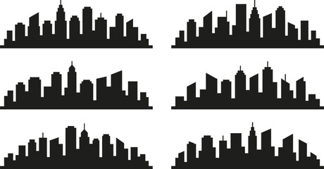 Obraz premium City skylines with various buildings and skyscrapers in silhouette form