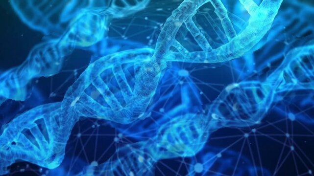 DNA Molecule Genetics Scientific Animation - Scientific animation of DNA strands representing genetics, biotechnology, and molecular biology.