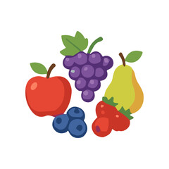 Fototapeta premium Colorful fruit icons apple pear grapes.