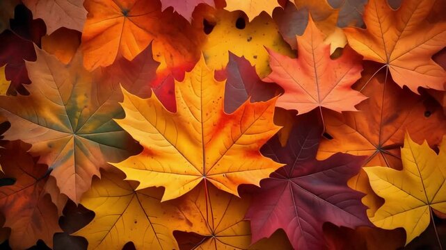 Vibrant Autumn Maple Leaves Pile Close Up Seasonal Background.