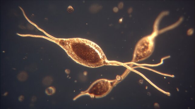 Magnified fungal spores revealing intricate microscopic biological structures in stunning detail