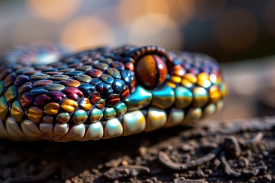 Vivid scales shimmer with iridescent hues