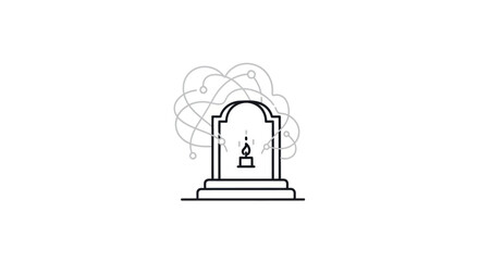Fototapeta premium Gravestone with Candle Outline Vector