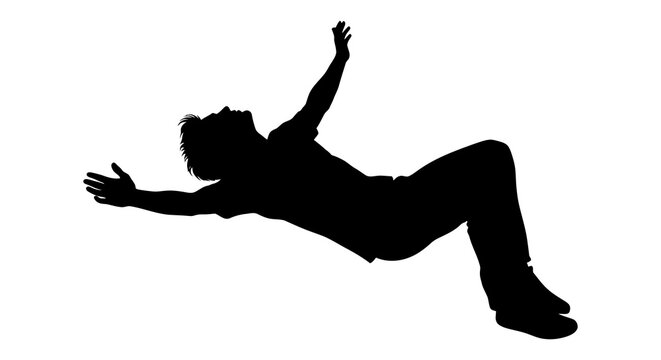 Human Silhouette Falling On White Background Dynamic Pose
