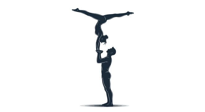 Acro Yoga Handstand Lift Silhouette Vector