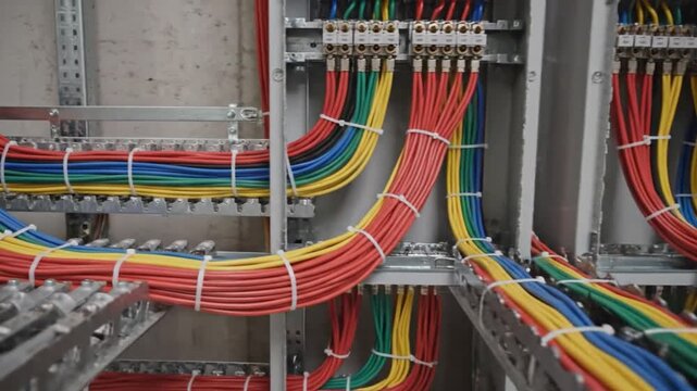 Meticulously Organized Electrical Wiring Systems in an Industrial Building