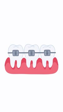 animation orthodontic brackets installation