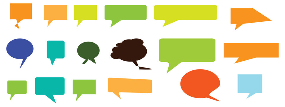 colorful comic speech bubble and dialogue set