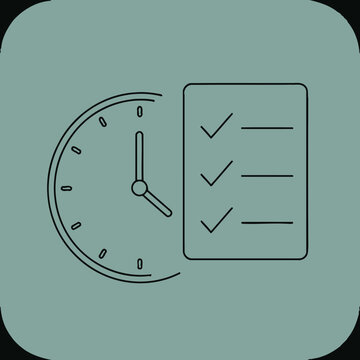 Clock and checklist icon time management concept illustration