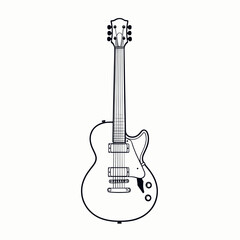 Naklejka premium Electric Guitar Line Drawing Isolated on White Background