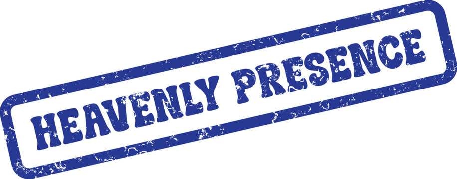 Heavenly Presence blue textured rubber stamp sign signifying divine anointing and spiritual manifestation