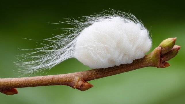 Spittlebug Nymph Creating Characteristic Foamy Protective Casing on Tree Branch Macro View