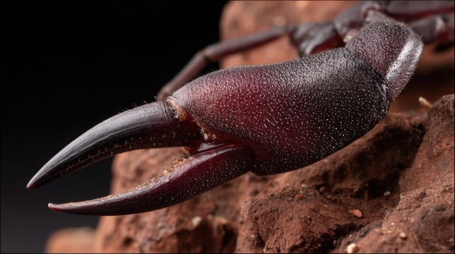 Scorpion's detailed claw-like pedipalp appendage showcases its textured exoskeleton and grasping capabilities