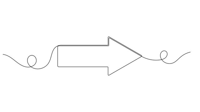 Hand drawn arrow pointing right icon continuous one line drawing on white background minimalist increase and growth symbol 4k animation video