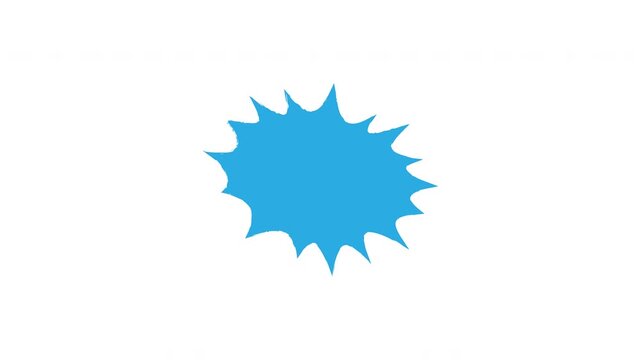 Bright blue jagged comic speech bubble shape star explosion on plain white background. Suitable for comic book designs and social media posts.