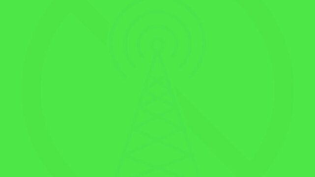 Animated No Signal Network Tower Icon on Green Screen