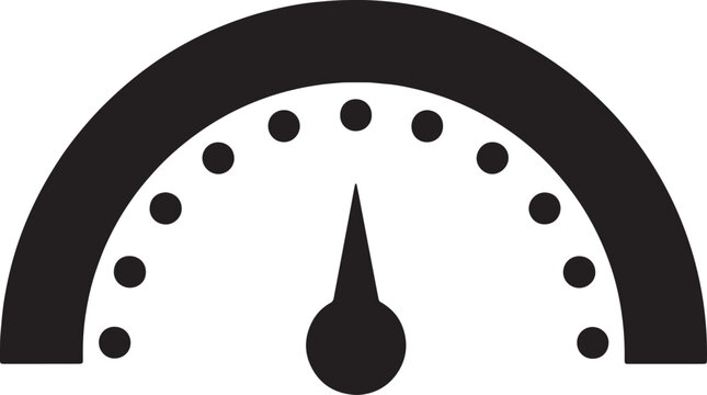 Speedometer gauge with needle and marks for measurement.