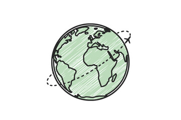 Obraz premium Earth Globe with Airplane Flight Path Illustration
