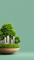 Obraz premium Sustainable finance esg investing green city wind energy sustainable finance esg investing green city wind energy concept with miniature skyline
