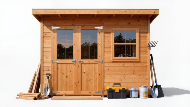 Garden Storage Shed Isolated on White Background