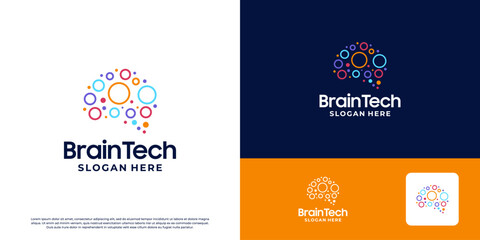 Fototapeta premium artificial intelligence brain logo, Smart brain, digital brain, brain tech logo