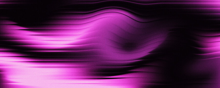 Abstract background of glossy liquid purple gradient with striped effect. Wavy striped glass refraction.