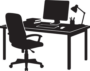 Fototapeta premium Office Workspace – Vector Silhouette