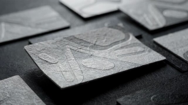 Detailed view of business cards with bold embossed logos on premium textured stock reflecting professionalism and highquality branding aesthetics.