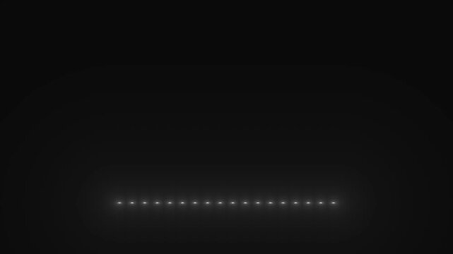 Glowing white circles on green and black gradient background with blue dots and dashes moving across