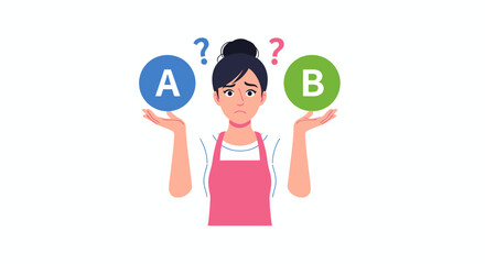 Woman making choice between option A and B on white background © progoz