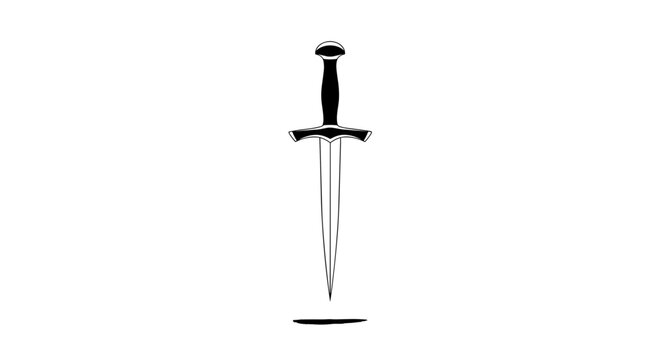 Medieval Sword Weapon Illustration Isolated on White.