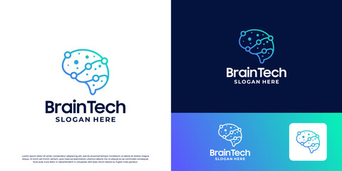 Fototapeta premium Smart digital brain logo design template