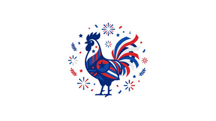 Abstract Artistic Rooster Illustration with Festive Floral Elements. ©  Muhasim Munandar