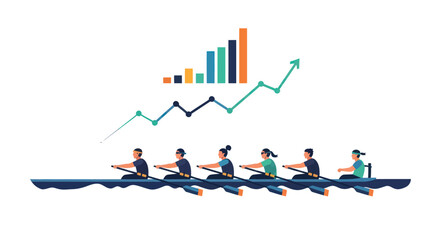 Rowing Team Business Growth Vector Illustration © ONE