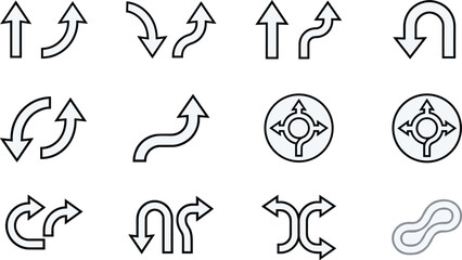 Directional Arrow Icon Set Representing Navigation, Road Signs, and Route Guidance ConceptsDirectional Arrow Icon Set Representing Navigation, Road Signs, and Route Guidance Concepts © Shohanur