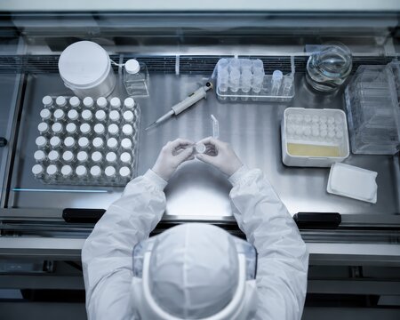 Overhead Biocontainment Workbench With Vials And Pipette