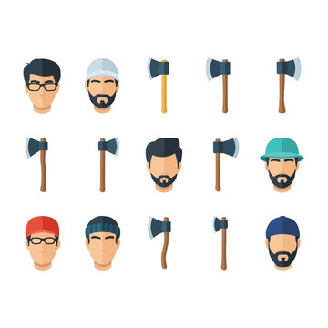 Men with beards and axes icons.