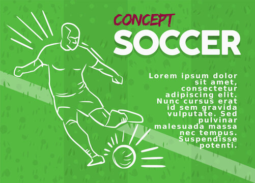 Slide with soccer players drawn with dynamic lines. Separate vectors.