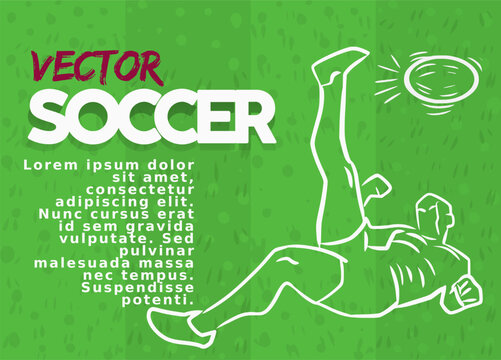 Slide with soccer players drawn with dynamic lines. Separate vectors.