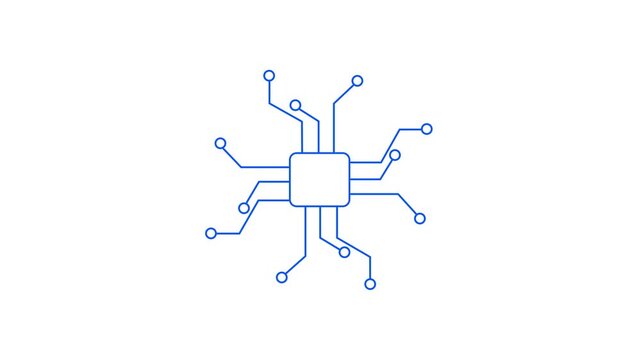 Computer processor icon, simple logotype CPU icon animation. white background.