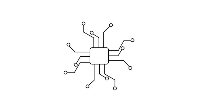 Computer processor icon, simple logotype CPU icon animation. white background.