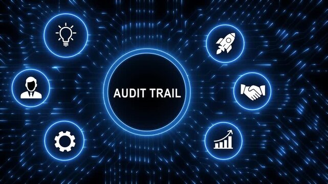 Audit trail Workflow Strategy Animation Futuristic Business Technology Motion Graphic concept. animation