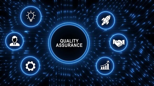 Quality Assurance Technology Innovation Animation Futuristic Digital Business Motion Graphic concept. animation