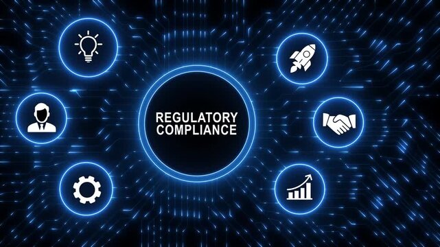 Regulatory Compliance Technology Innovation Animation Futuristic Digital Business Motion Graphic concept. animation