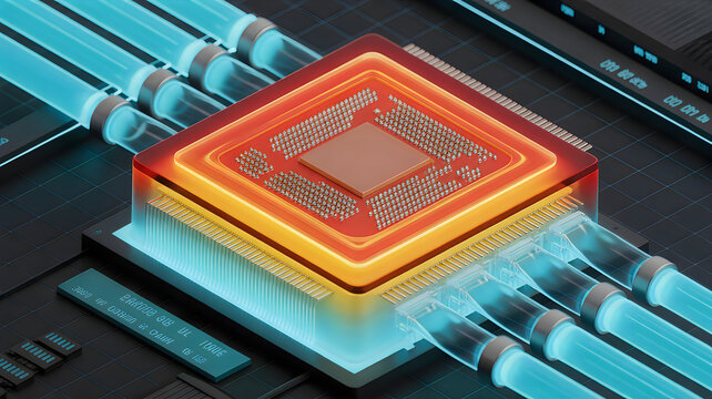 Close-up of cpu chip on circuit board