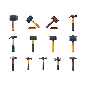 Various types of hammers.