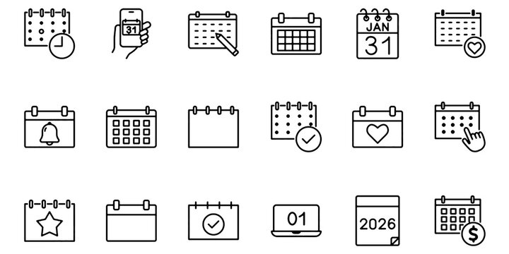 Calendar icon set, schedule, events, etc.
