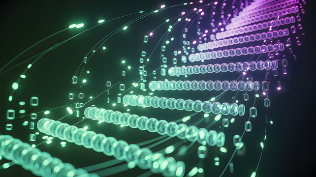 Digital binary data with glowing green effect